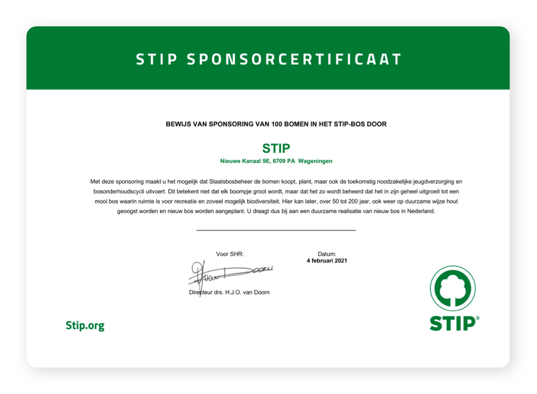 Stip Sponsorcertificaat